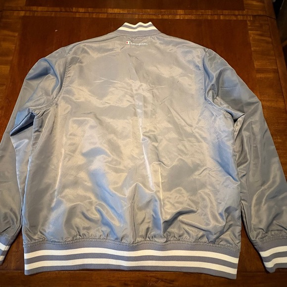 Champion Satin Bomber Jacket Light Blue/White Varsity Style Size XL - Picture 2 of 3